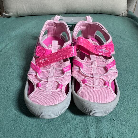 Oshkosh Sandals Toddler 12 Pink Glitter NWT Adjustable Machine Washable Play - Picture 3 of 5